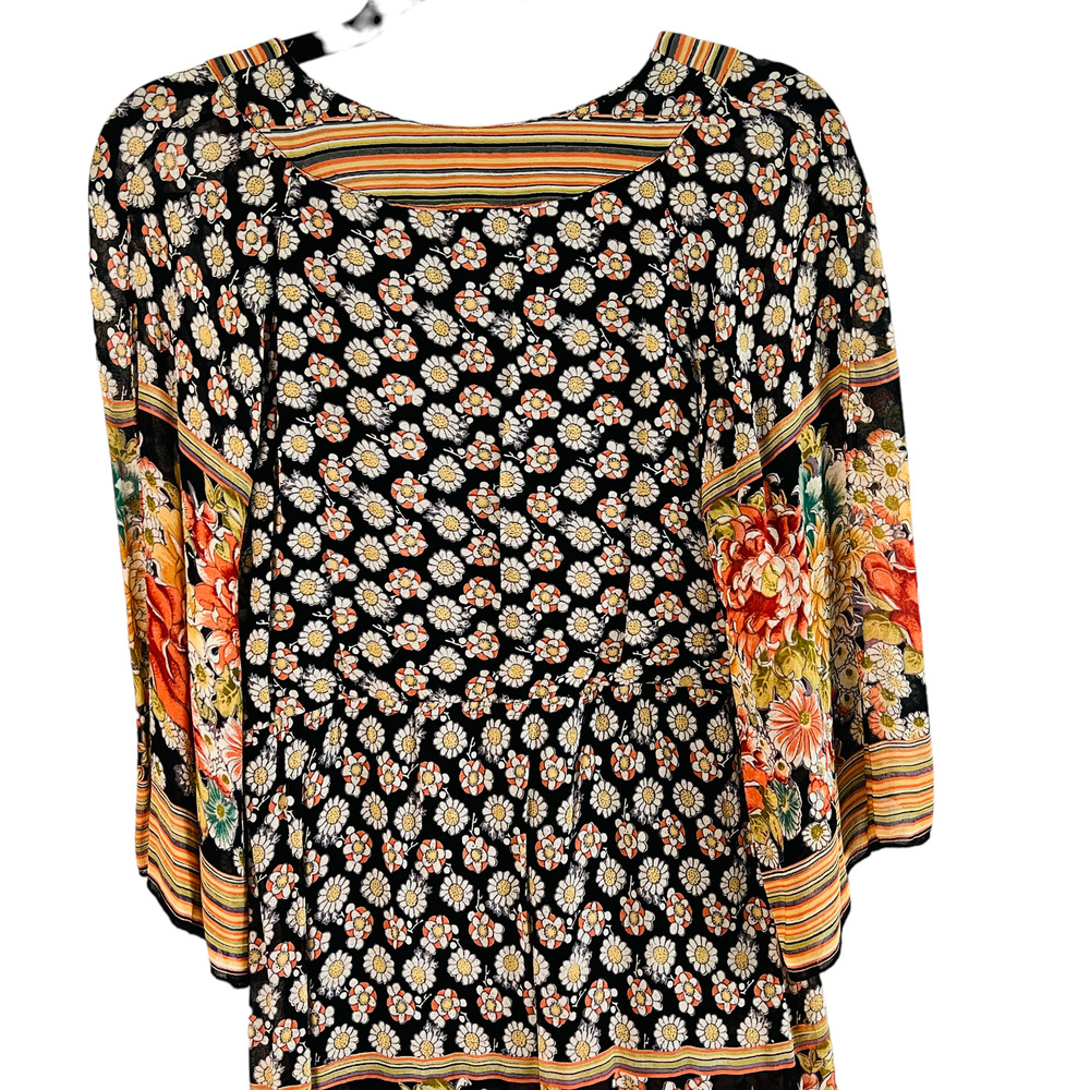 Vintage 90s Starina Multi Floral Bohemian Lined Women's Dress Size Large - Picture 5 of 11